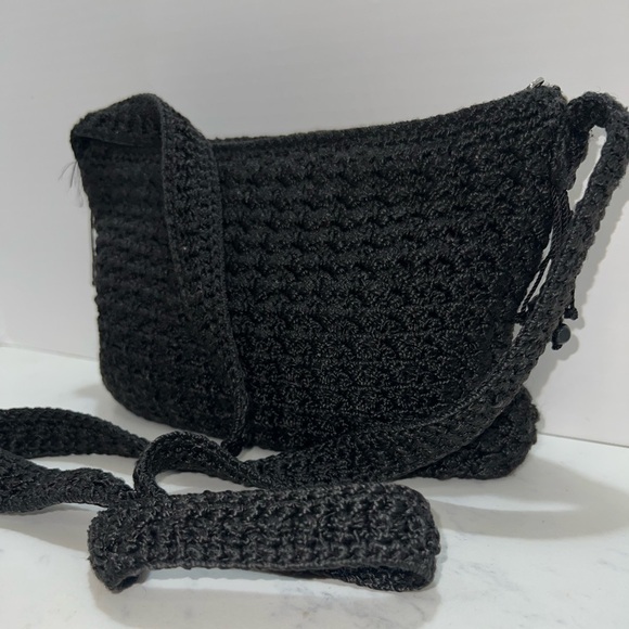 Chic Black Crochet Shoulder Bag - Picture 4 of 12
